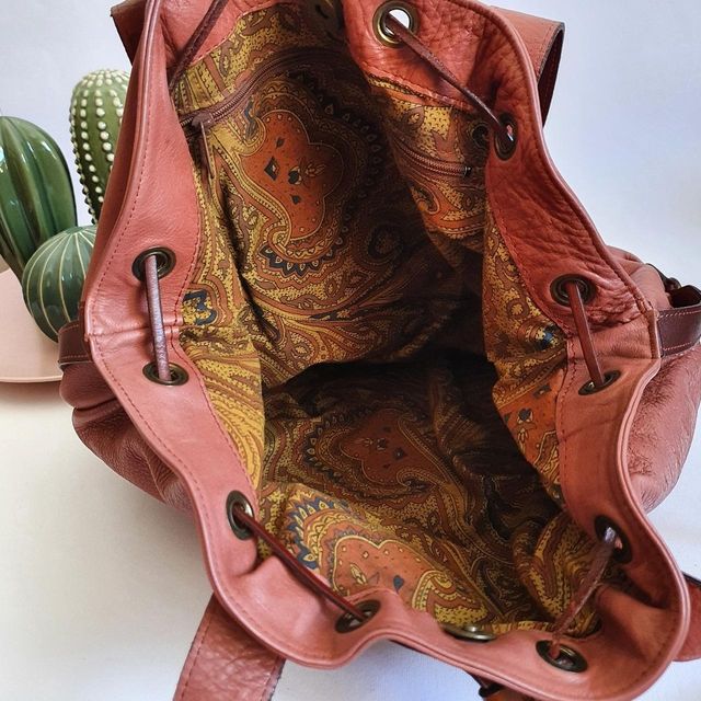 Borsa a secchiello a spalla in vera pelle vintage