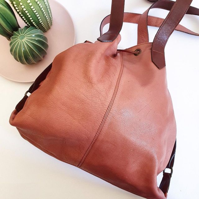 Borsa a secchiello a spalla in vera pelle vintage