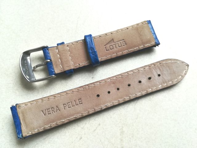 Correa reloj Lotus en piel, azul, 18 mm
