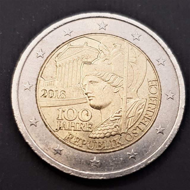 Moneta 2 euro Austria 2018 centenario Repubblica