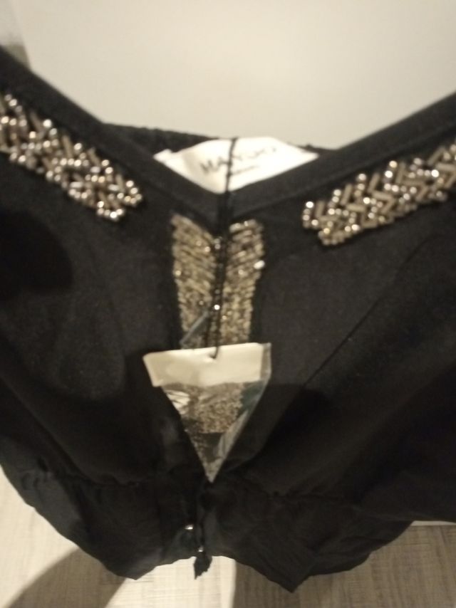 vestido negro mango xs