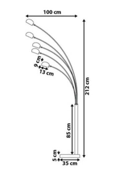 Lampara  diseño arco con cromado plata de 5 brazos