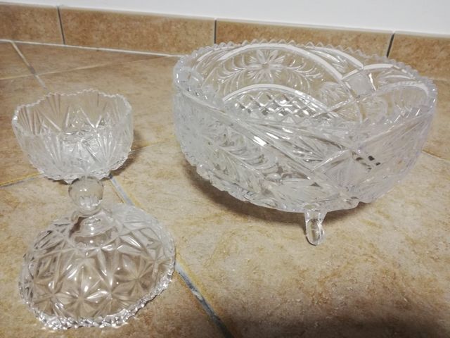 set di 3 Portadolci in cristallo