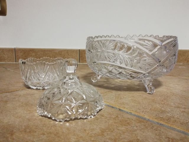 set di 3 Portadolci in cristallo