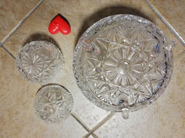 set di 3 Portadolci in cristallo