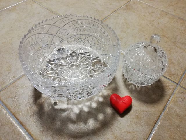 set di 3 Portadolci in cristallo