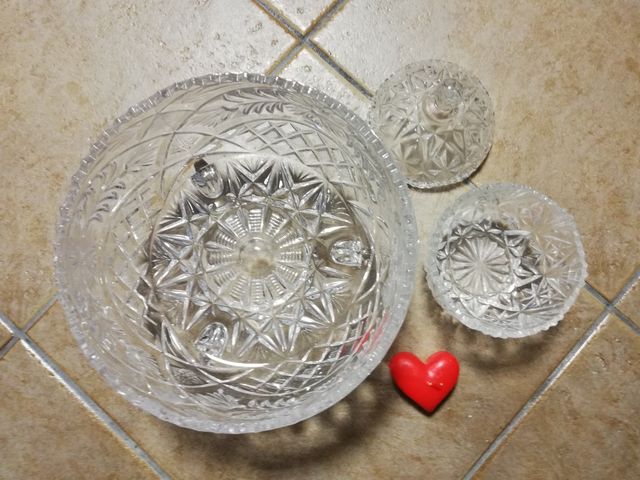 set di 3 Portadolci in cristallo