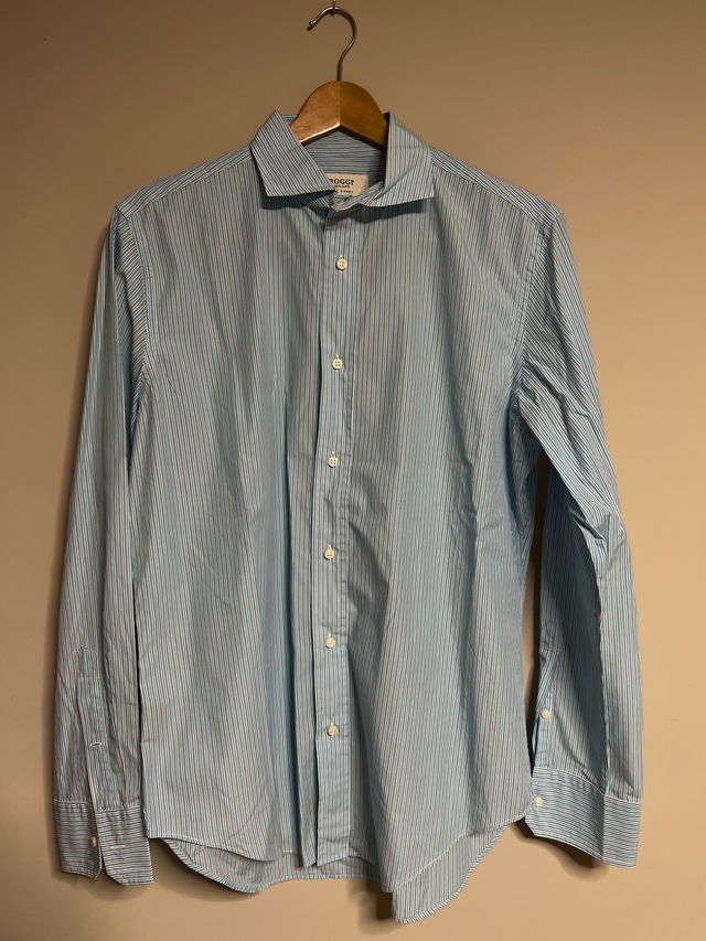 Camisa Boggi Azul y blanca de rayas talla L