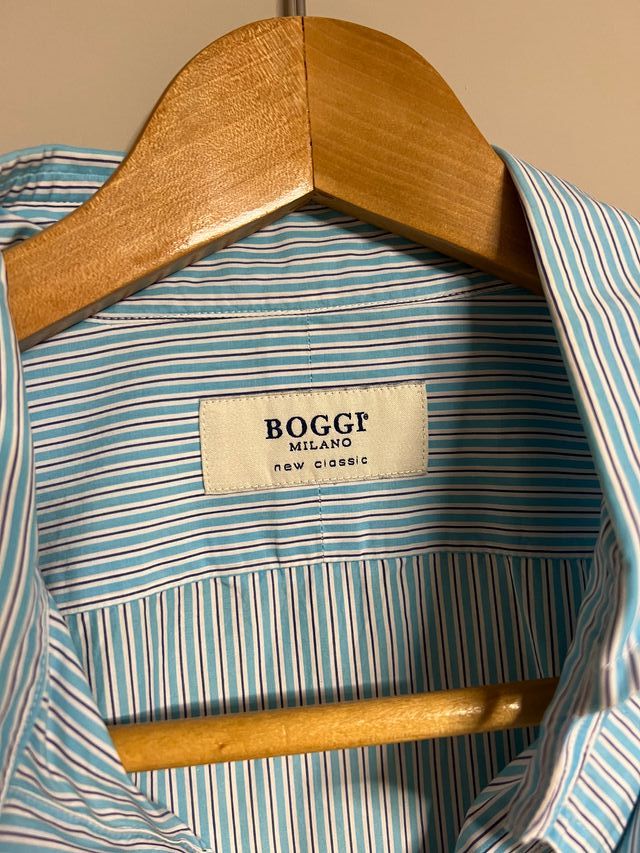 Camisa Boggi Azul y blanca de rayas talla L