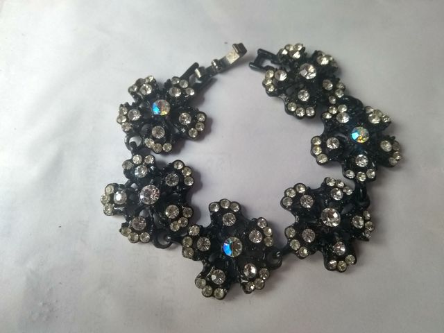 pulsera vintage de esmalte negro com brillantes bl