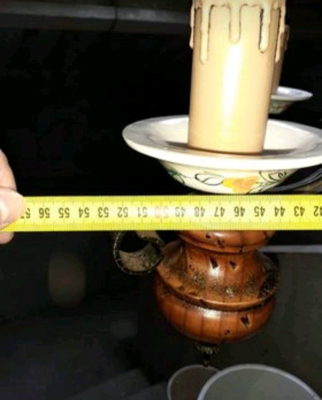 Lampara antigua forja y madera ver.leer.