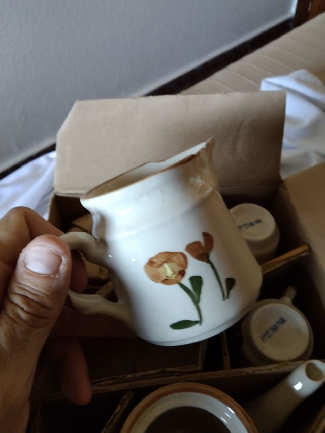 Juego de café de gres 15 piezas.