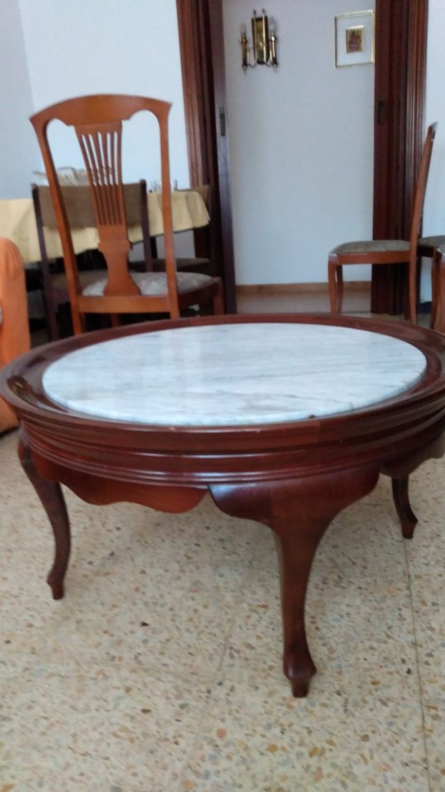 Mesa redonda madeira e mármore/mármore/marbre