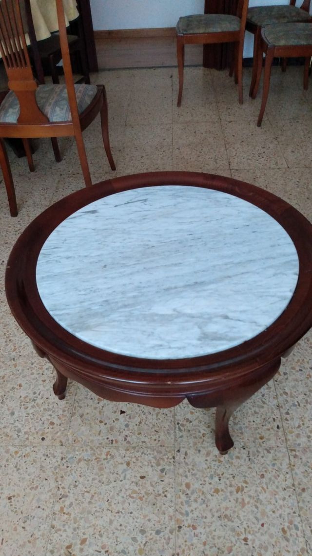 Mesa redonda madeira e mármore/mármore/marbre