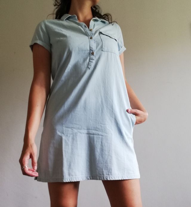 Vestido vaquero azul claro talla S nuevo de Bershk