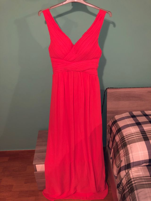 Vestido largo color coral 