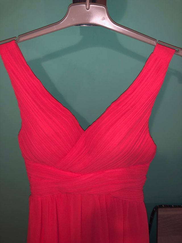 Vestido largo color coral 