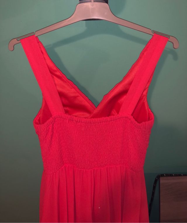 Vestido largo color coral 