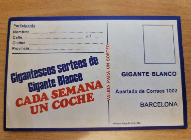 postal de publicidad Gigante Blanco años 60