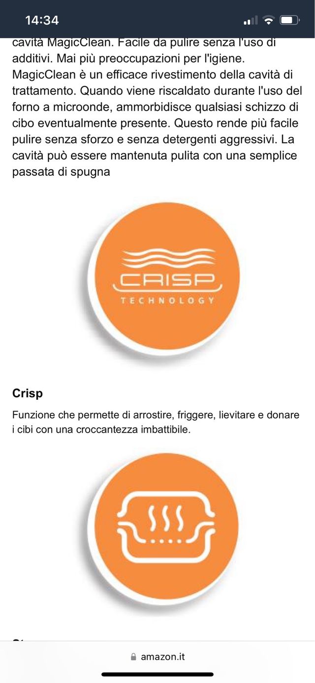 Forno microonde funzione CRISP e Grill