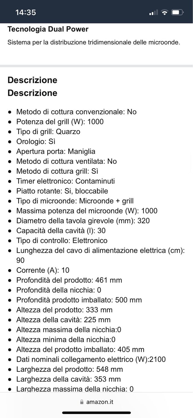 Forno microonde funzione CRISP e Grill