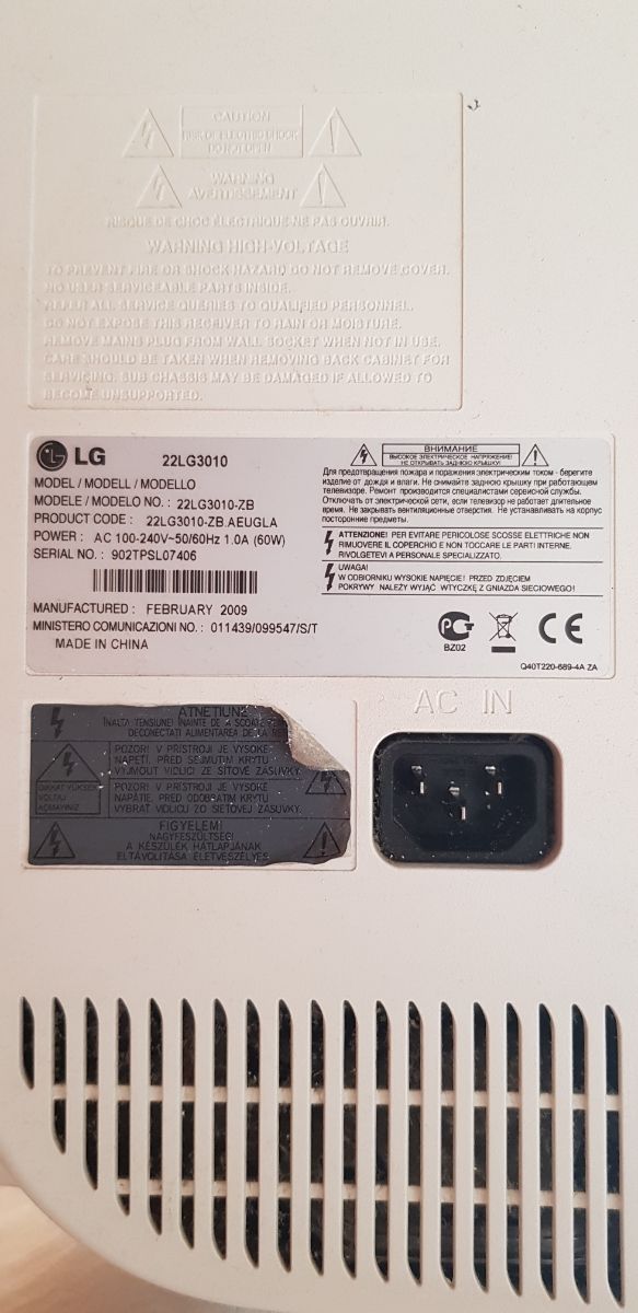 TV LG 22 " COLOR BLANCO