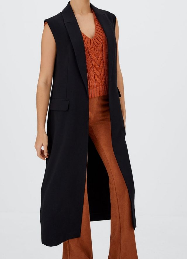 Chaleco largo con etiqueta 