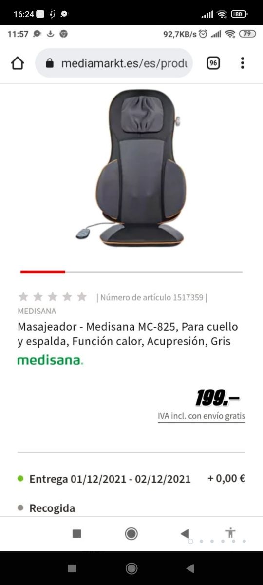 Asiento de masaje Siatsu Medisana