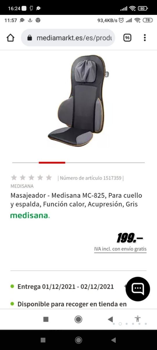 Asiento de masaje Siatsu Medisana