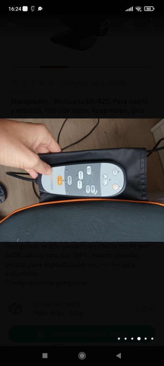 Asiento de masaje Siatsu Medisana