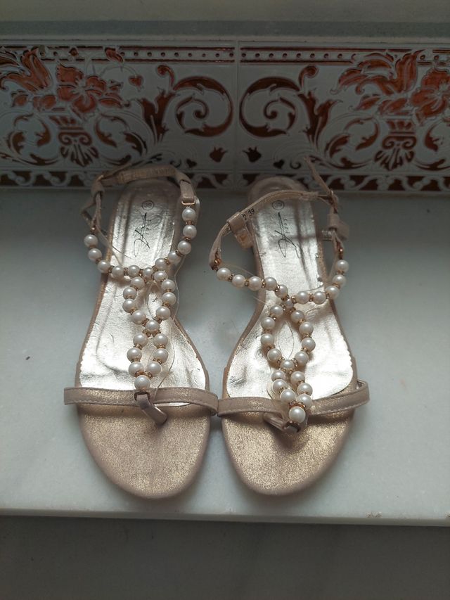 sandalias de perla mujer