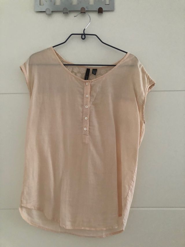 Camiseta blusa rosa palo. Mango xs