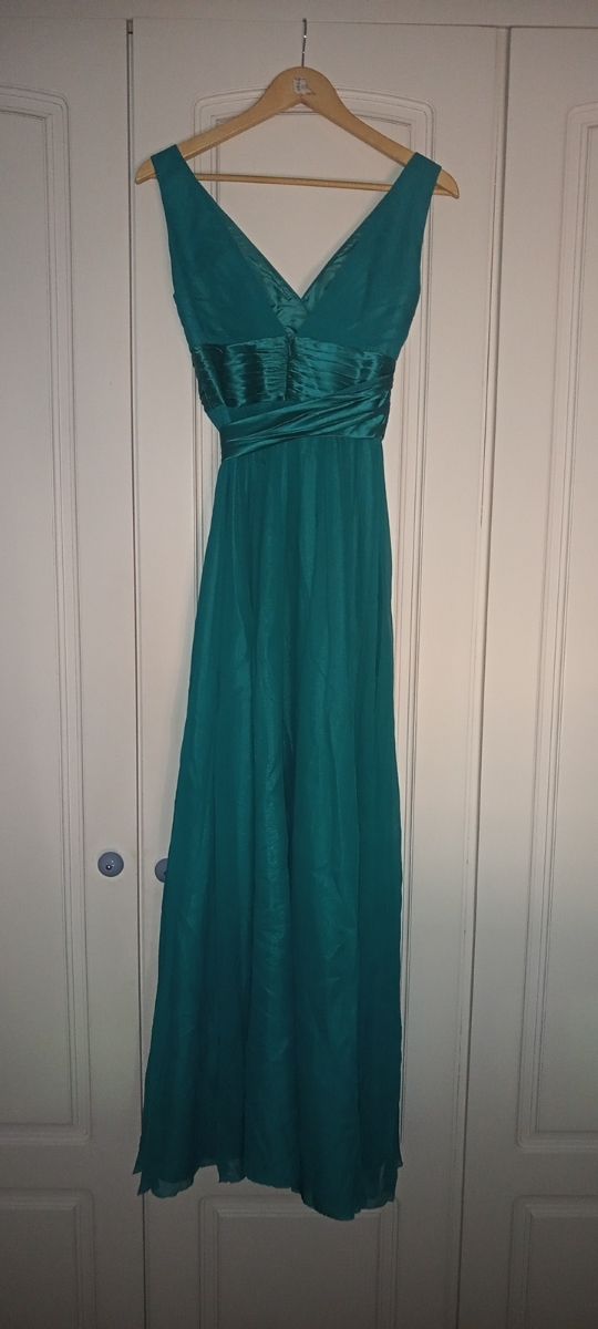 vestido de fiesta verde aguamarina pronovias