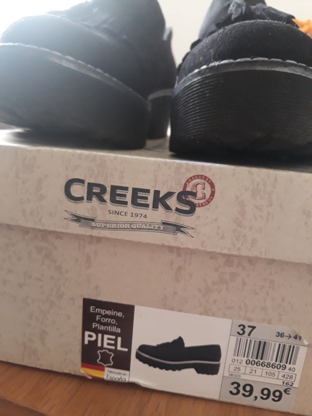 Zapatos mocasines negros piel talla 37 Creeks