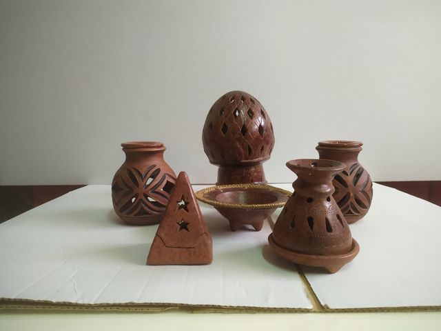 Lote Portavelas de cerámica