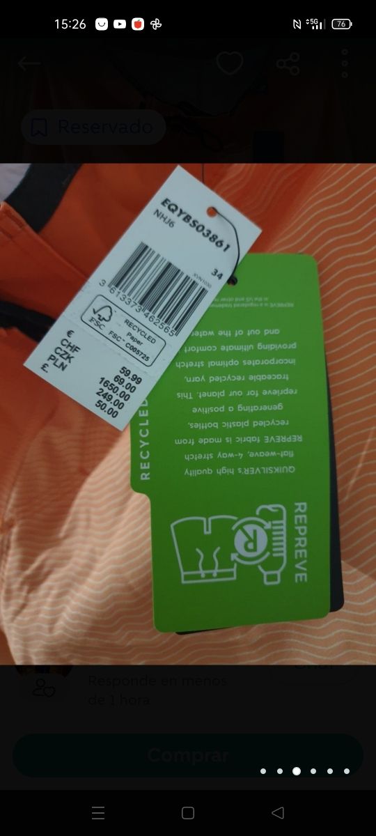 Bañador QuickSilver Talla34. Nuevo. A ESTRENAR