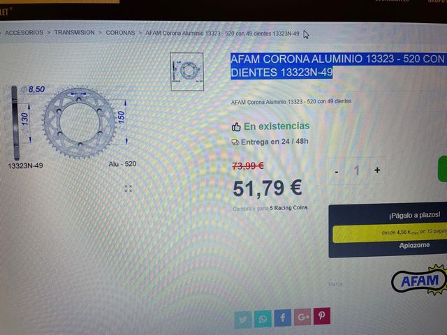 Corona moto Afam Enduro yamaha yz