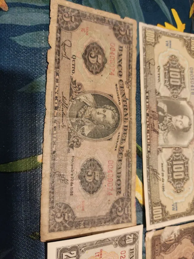 billetes de Ecuador años 1986 al 1990 y monedas