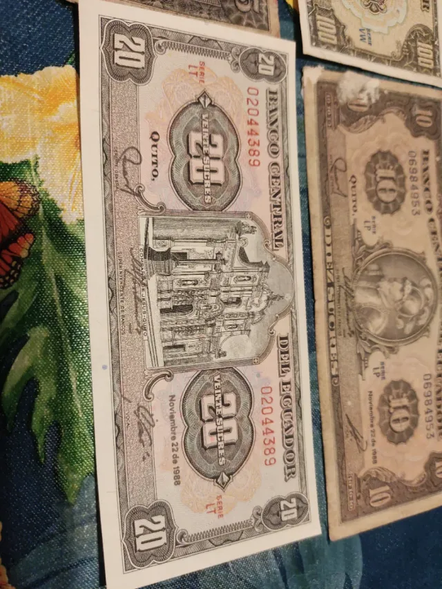 billetes de Ecuador años 1986 al 1990 y monedas
