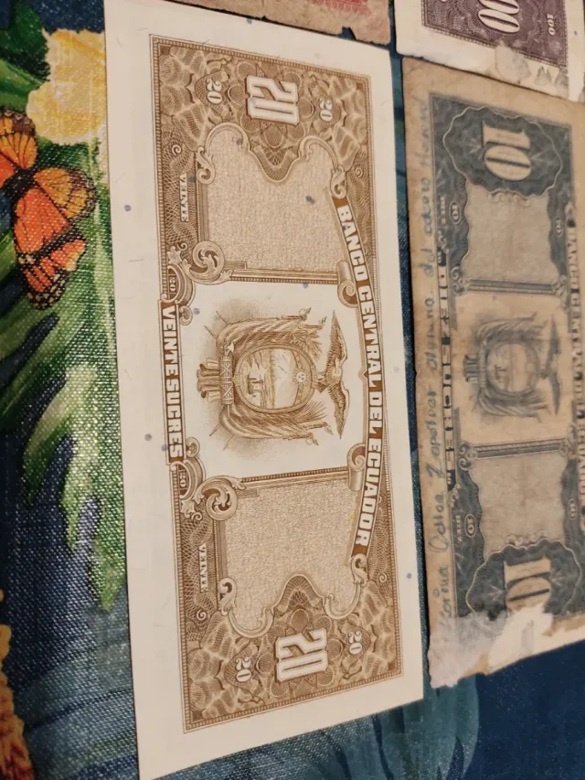 billetes de Ecuador años 1986 al 1990 y monedas