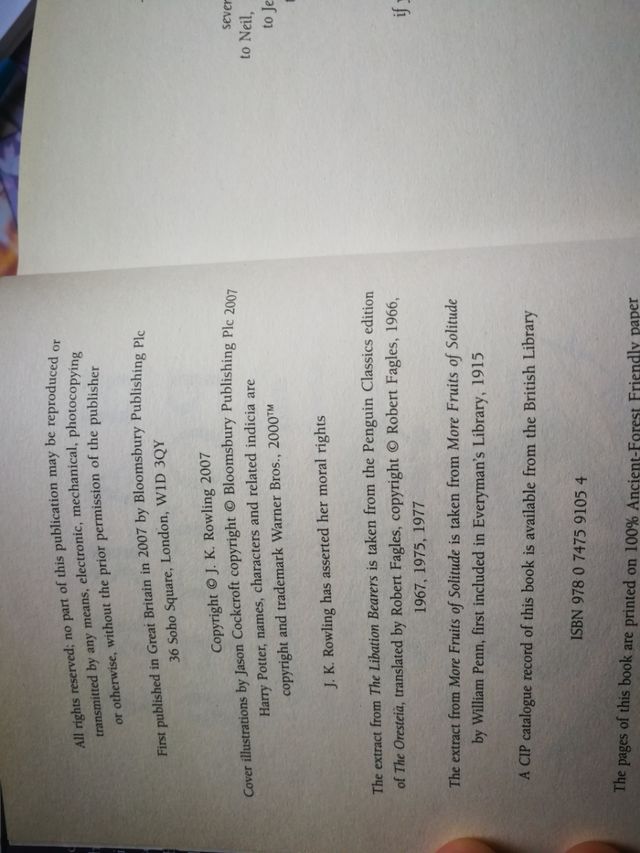 1ra edición Harry Potter and the Deathly Hallows