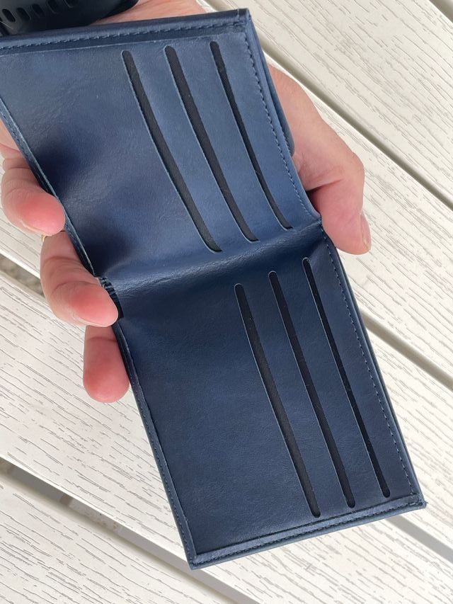 portafoglio uomo, BLU elegante, leggero, compatto