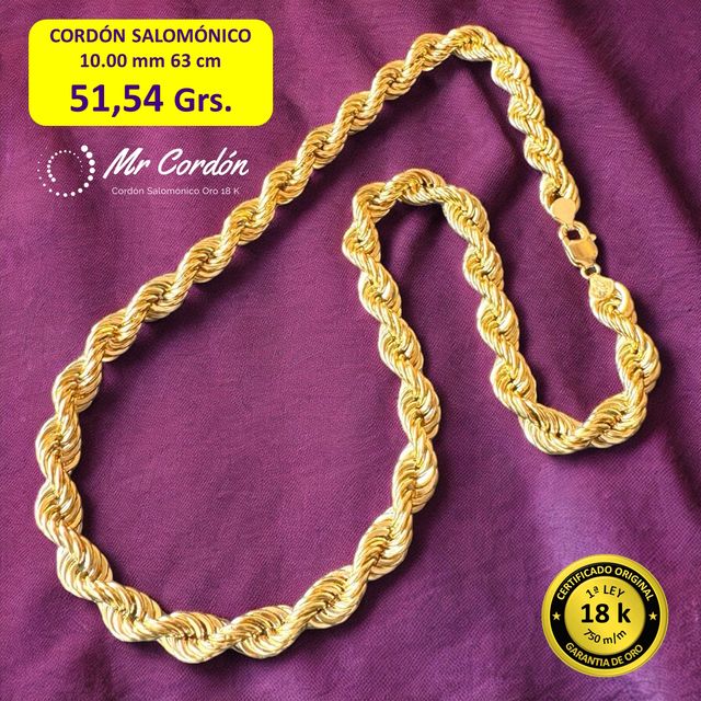 Collar Cordón Salomónico 10.00 mm Oro 18 Kilates