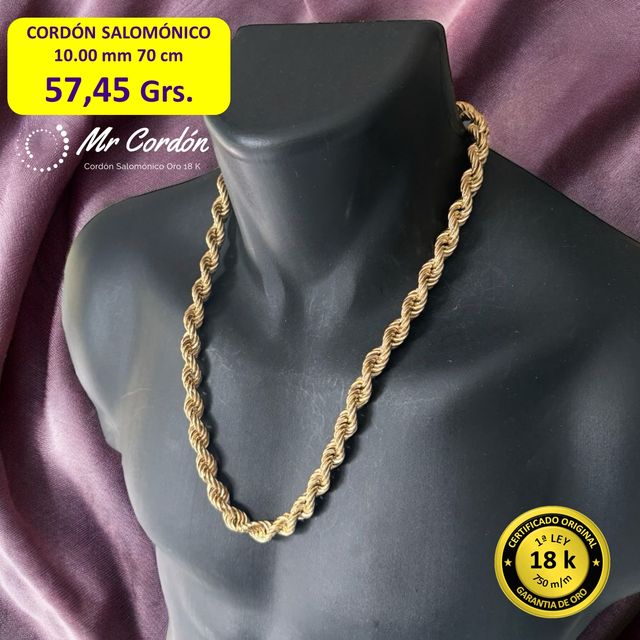 Collar Cordón Salomónico 10.00 mm Oro 18 Kilates