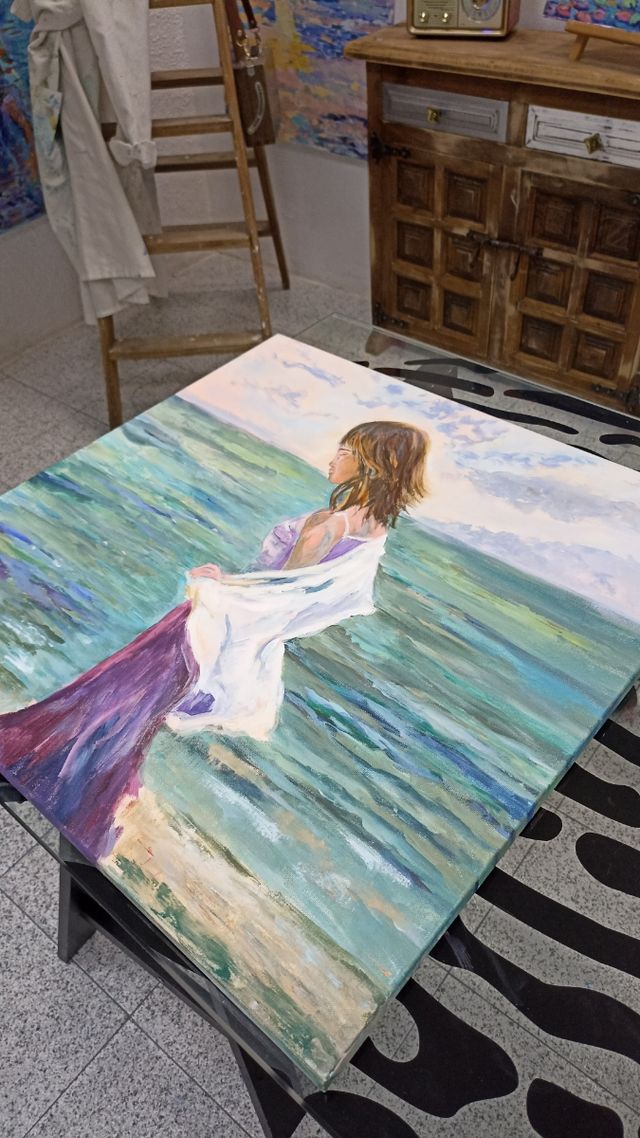 Cuadro mujer paisaje  60x60