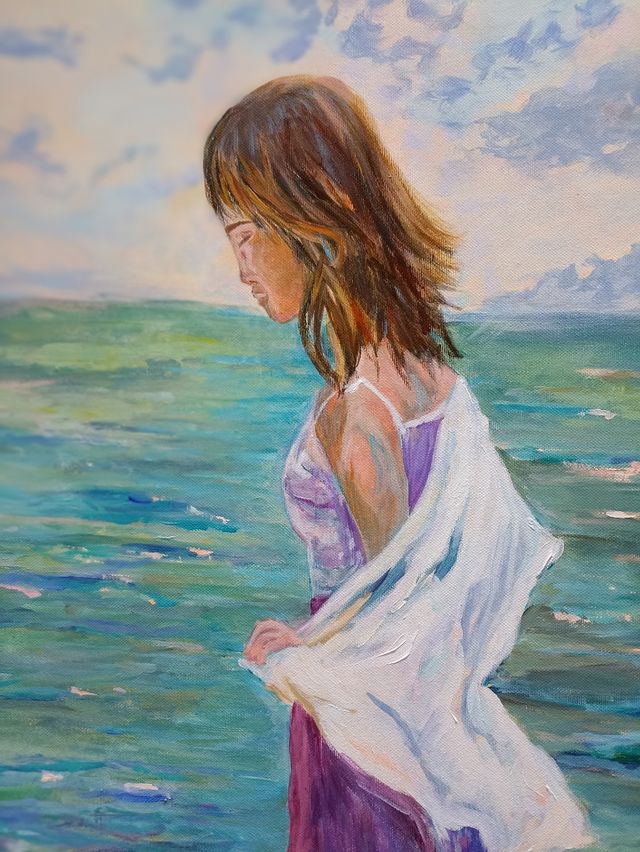 Cuadro mujer paisaje  60x60