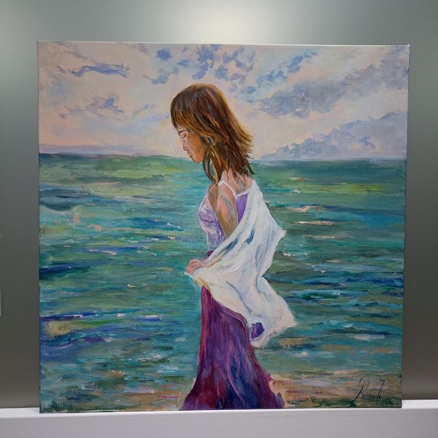 Cuadro mujer paisaje  60x60