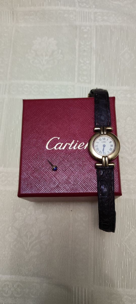 Reloj de pulsera Cartier auténtico, plata/oro