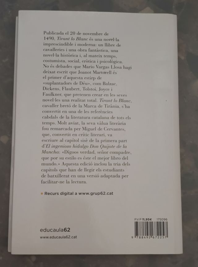 Tirant lo Blanc. Joanot Martorell. 1Bach.