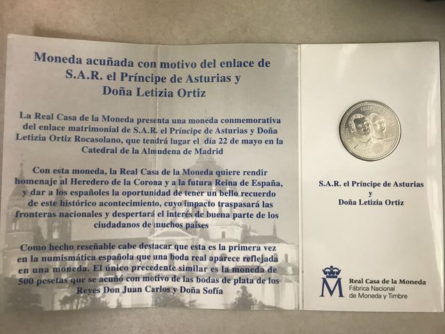 Catera Moneda 12 Euros Boda Felipe Y Letizia